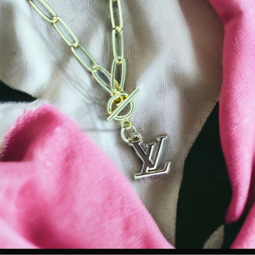 Stamped Louis Vuitton Authentic Upcycled LV charm necklace